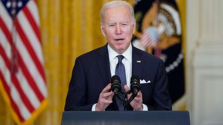 US-Präsident Joe Biden spricht im Weißen Haus über den Ukraine-Konflikt.
