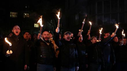 Teilnehmer des Lukov-Marsches in Sofia. 