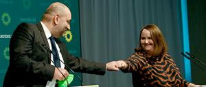 Die neuen Grünen-Bundesvorsitzenden Omid Nouripour und Ricarda Lang bei einer Pressekonferenz Anfang Februar.