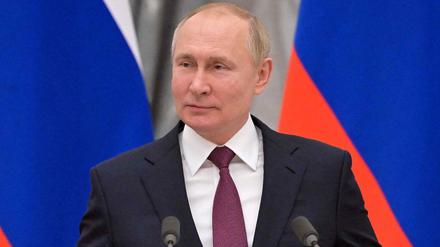 Der russische Präsident Putin bei einer Pressekonferenz in Moskau.