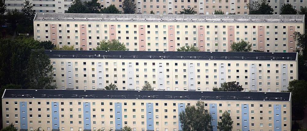 Sanierte ehemalige DDR-Plattenbauten in Potsdam.