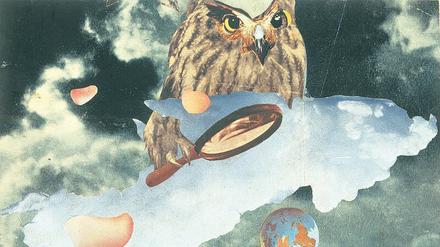 Die Collage "Eule mit Lupe" entstand 1945.