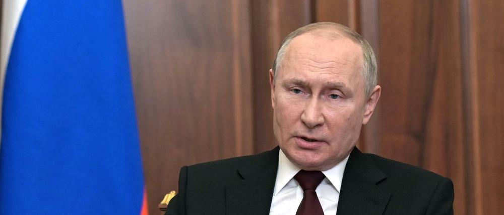 Russlands Präsident Wladimir Putin bei seiner Fernsehansprache