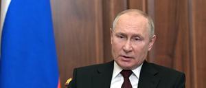 Russlands Präsident Wladimir Putin bei seiner Fernsehansprache