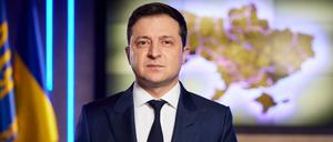 Der ukrainische Präsident Wolodymyr Selenskyj bei seiner Fernsehansprache vom Mittwoch.