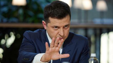 Wolodymyr Selenskyj, Präsident der Ukraine, während einer Pressekonferenz. 