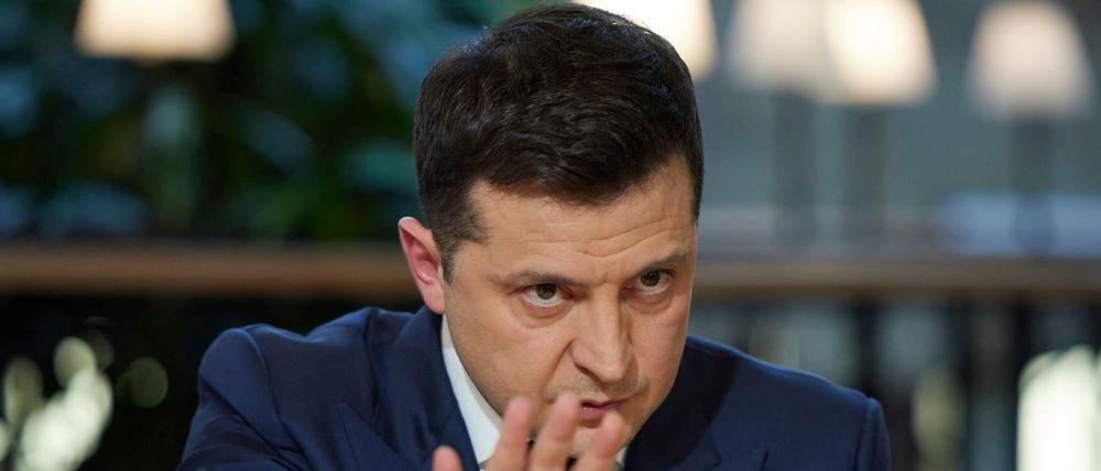 Wolodymyr Selenskyj, Präsident der Ukraine, während einer Pressekonferenz. 