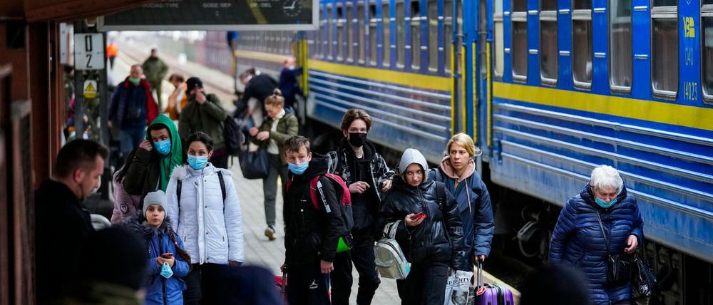 Zwischenstopp in Przemysl: Geflüchtete im polnischen Grenzort zur Ukraine.
