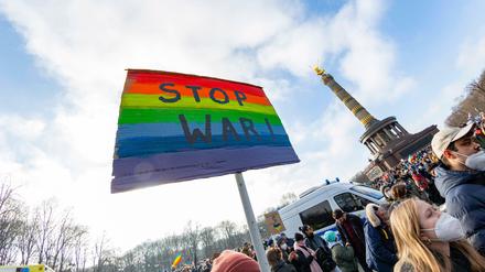 Bei der großen Anti-Kriegsdemo Ende Februar in Berlin.
