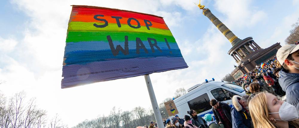 Bei der großen Anti-Kriegsdemo Ende Februar in Berlin.