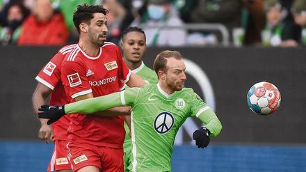Nah dran. Rani Khedira hätte mit Union durchaus einen Punkt bei Maximilian Arnolds Wolfsburgern verdient gehabt. 