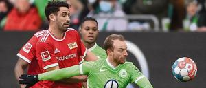Nah dran. Rani Khedira hätte mit Union durchaus einen Punkt bei Maximilian Arnolds Wolfsburgern verdient gehabt. 
