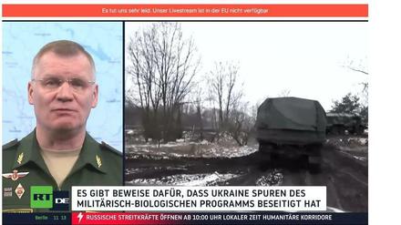 Trotz Sendeverbot und Zwangsgeld streamt RT.DE sein Programm und seine Propaganda-Behauptungen weiter ins Internet.