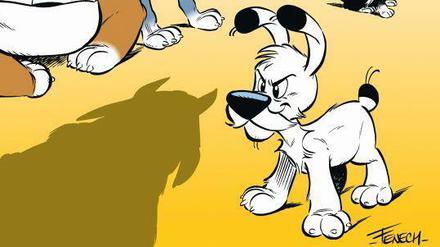 Idefix hat seit einiger Zeit neben den Asterix-Abenteuern auch seine eigene Albenreihe, hier das Titelbild des ersten Bandes.
