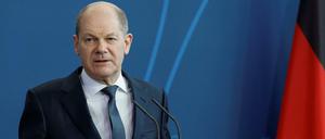 Bundeskanzler Olaf Scholz spricht bei einer Pressekonferenz zur Ukraine-Krise.