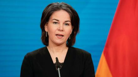 Bundesaußenministerin Baerbock bei einer Pressekonferenz Ende Februar. 