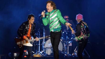 Erste Tournee ohne Charlie Watts:  Ronnie Wood, Steve Jordan, Mick Jagger and Keith Richards im Oktober 2021 bei der "No Filter"-Tour in Tampa, Florida.