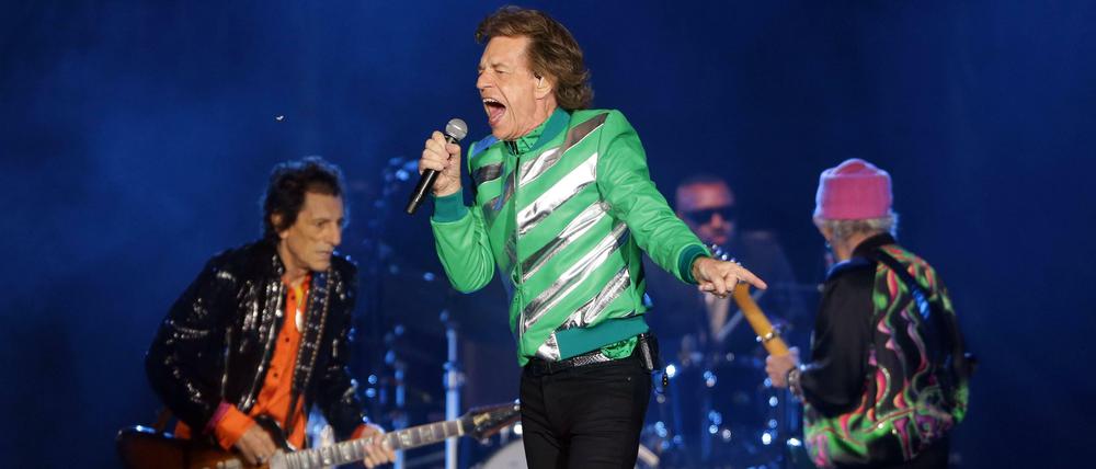 Erste Tournee ohne Charlie Watts:  Ronnie Wood, Steve Jordan, Mick Jagger and Keith Richards im Oktober 2021 bei der "No Filter"-Tour in Tampa, Florida.