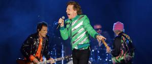 Erste Tournee ohne Charlie Watts:  Ronnie Wood, Steve Jordan, Mick Jagger and Keith Richards im Oktober 2021 bei der "No Filter"-Tour in Tampa, Florida.