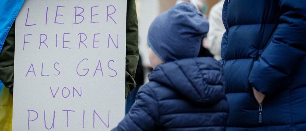 Teilnehmer einer Demonstration gegen den Krieg in der Ukraine.