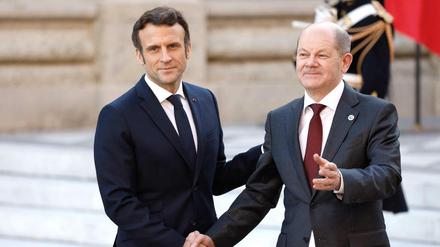 Ähnliche Ziele, anders motiviert. Marcon und Scholz am 10. März 2022.