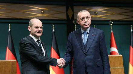 Olaf Scholz und Recep Tayyip Erdogan.