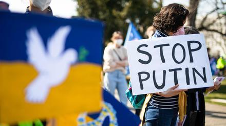 Demonstration gegen Putins Krieg in Stuttgart (am 13. März 2022)