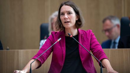 Anne Spiegel (Bündnis 90/Die Grünen), damals Ministerin für Klimaschutz, Umwelt, Energie und Mobilität und stellvertretende Ministerpräsidentin von Rheinland-Pfalz