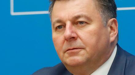 Berlins Stadtentwicklungs- und Bausenator Andreas Geisel in der Senatspressekonferenz.
