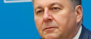 Berlins Stadtentwicklungs- und Bausenator Andreas Geisel in der Senatspressekonferenz.