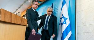 US-Außenminister Antony Blinken (l) und Yair Lapid, Außenminister von Israel, in Jerusalem.