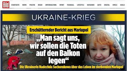 In Russland nicht mehr zu erreichen: Die Webseite von Bild.de mit Berichten über den von Russland angezettelten Krieg in der Ukraine.