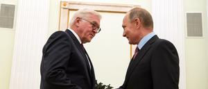 Bundespräsident Frank-Walter Steinmeier und der russische Präsident Wladimir Putin bei einem Treffen 2017