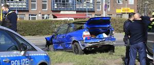 Die Verfolgungsfahrt endete auf einem Grünstreifen an der Landsberger Allee.