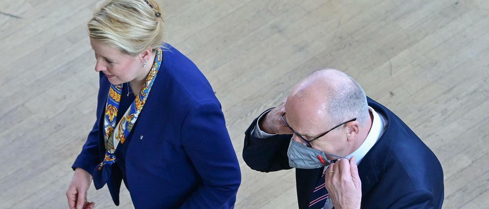 „Die Stimmung war so gut wie noch nie". Berlins Regierende Bürgermeisterin Franziska Giffey (SPD) und Brandenburgs Ministerpräsident Dietmar Woidke (SPD) betonten die gelungene Zusammenarbeit.