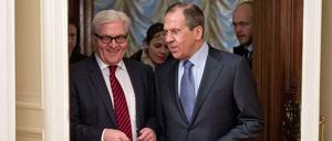 Freund Russlands: Der damalige Außenminister Frank-Walter Steinmeier mit dem russischen Außenminister Sergej Lawrow 2014 in Moskau. 