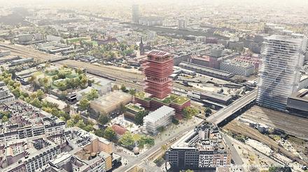 So könnte es werden. Das Hochhaus ist gesetzt, die Form indes noch nicht. Der Charakter des Ortes soll – auch mit einer Markthalle – erhalten bleiben. [/FOTO_HINW]