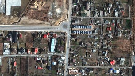 Satellitenaufnahme von Butscha vom 18. März 2022 