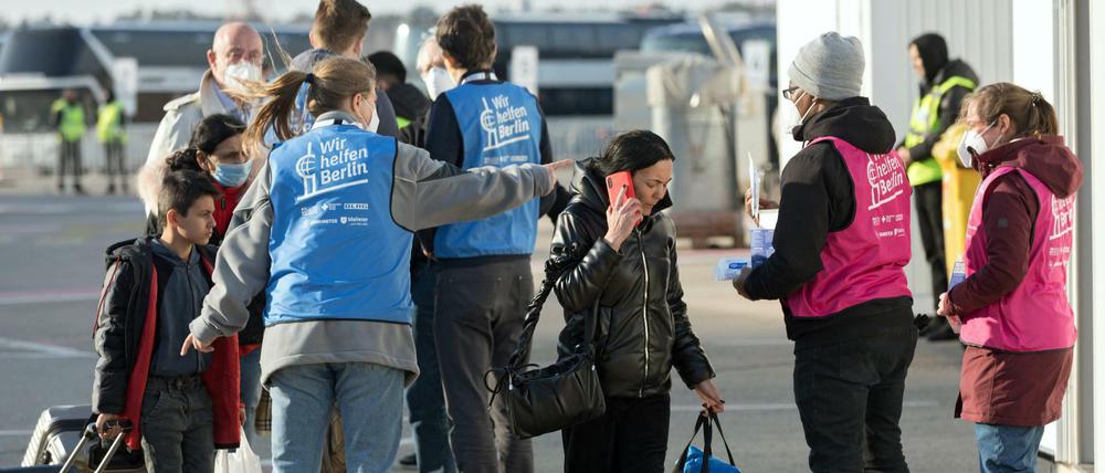 Im Ankunftszentrum Tegel werden Flüchtlinge aus der Ukraine registriert.