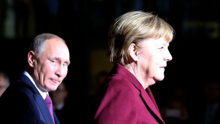 Die damalige Bundeskanzlerin Angela Merkel (CDU) und der russische Staatspräsident Wladimir Putin.
