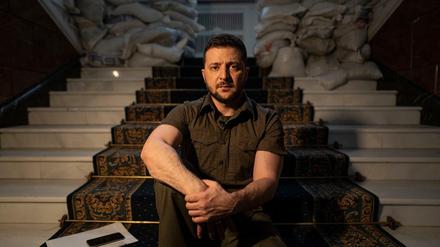 Wolodymyr Selenskyj, Präsident der Ukraine, während eines Interviews 