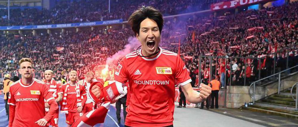 Genki Haraguchi traf für Union zum 1:0 und war zwei Stunden später immer noch aus dem Häuschen.