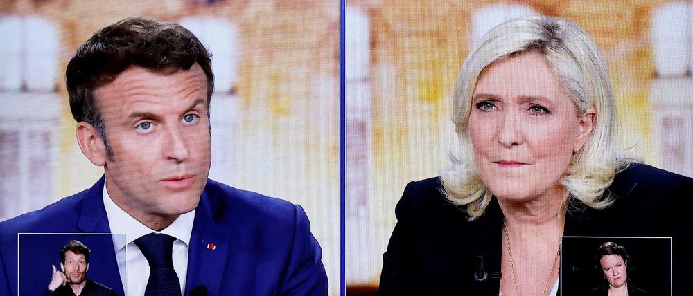 Emmanuel Macron und Marine Le Pen waren am Mittwochabend in einer Fernsehdebatte zu sehen.