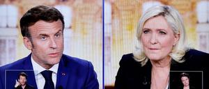 Emmanuel Macron und Marine Le Pen waren am Mittwochabend in einer Fernsehdebatte zu sehen.
