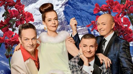 Die Geschwister Pfister in 1992er Besetzung. Max Gertsch, Lilian Naef, Christoph Marti und Tobias Bonn (v. l.).