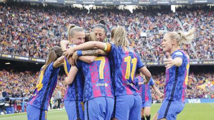 Das lief gut. Die Spielerinnen des FC Barcelona hatten ihren Spaß.