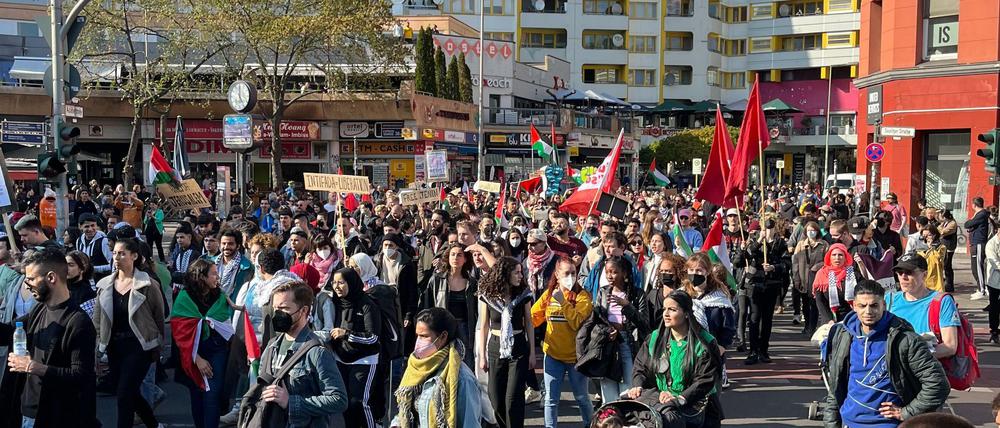 Mehrere hundert Menschen nahmen am Samstag an einer pro-palästinensischen Demonstration teil.