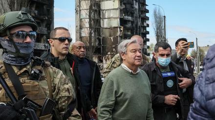 UN-Generalsekretär Antonio Guterres in Borodianka nahe Kiew
