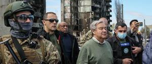 UN-Generalsekretär Antonio Guterres in Borodianka nahe Kiew
