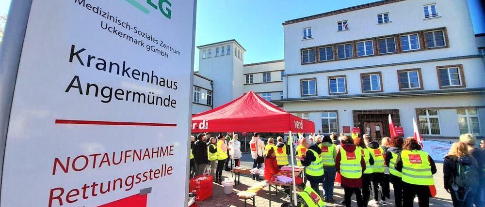 Ausstand in Angermünde. Die Krankenhausbeschäftigten fordern bis zu 16 Prozent mehr Lohn.